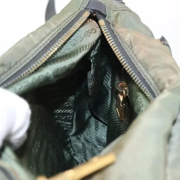 PRADA Shoulder Bag Nylon Khaki Gold Auth 154525 - Picture 13 of 16